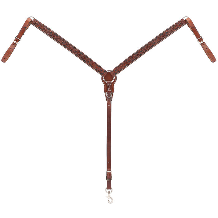 Turquoise Cross Floral Carved 1-1/4" Breast Collar, Straight