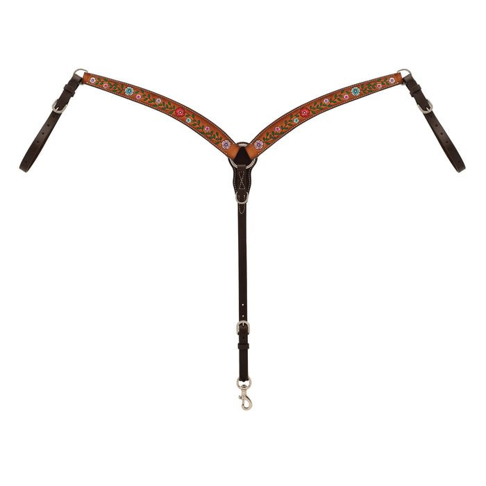 Turquoise Cross Floral Vine Contoured Breast Collar