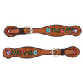 Turquoise Cross Floral Vine Spur Straps, Ladies'