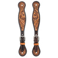Turquoise Cross Tooled Floral Basketweave Ladies' Spur Strap