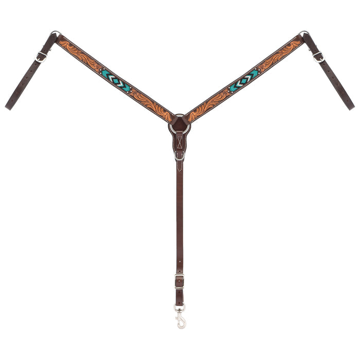 Turquoise Cross Turquoise Beaded 1-1/4" Straight Breast Collar