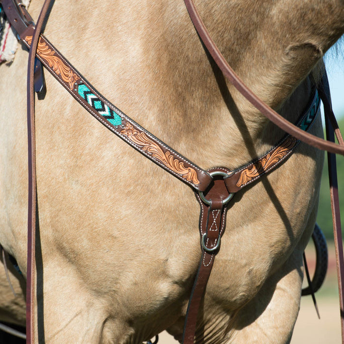 Turquoise Cross Turquoise Beaded 1-1/4" Straight Breast Collar