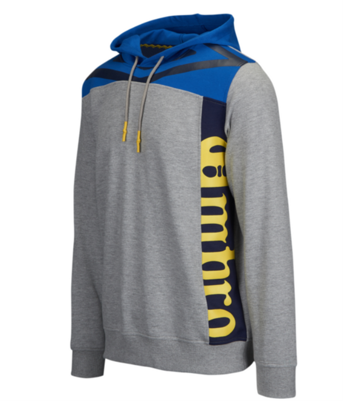 Umbro Men's Split Logo Fleece Hoodie, Medium Grey Heather/Turkish Sea