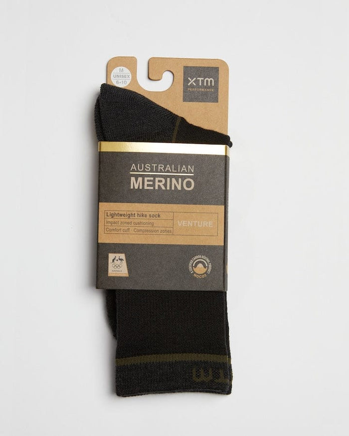 XTM Performance Unisex Hiking Socks Venture Lightweight Merino Wool-Blend Hiking Sock
