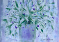 Violet Flowers in a Vase by Marina Agre - green leaves and violet flowers in a lilac vase