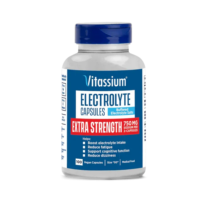 SaltStick Electrolyte Tablets Bottle Vitassium Extra Strength Electrolyte Capsules V-08-ES100