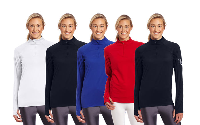 Asics Women's Team Tech Half Zip Long Sleeve Athletic Shirt Top, Several Colors