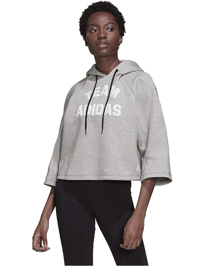Adidas Women's VRCT Cropped Pullover Hoodie, Gray