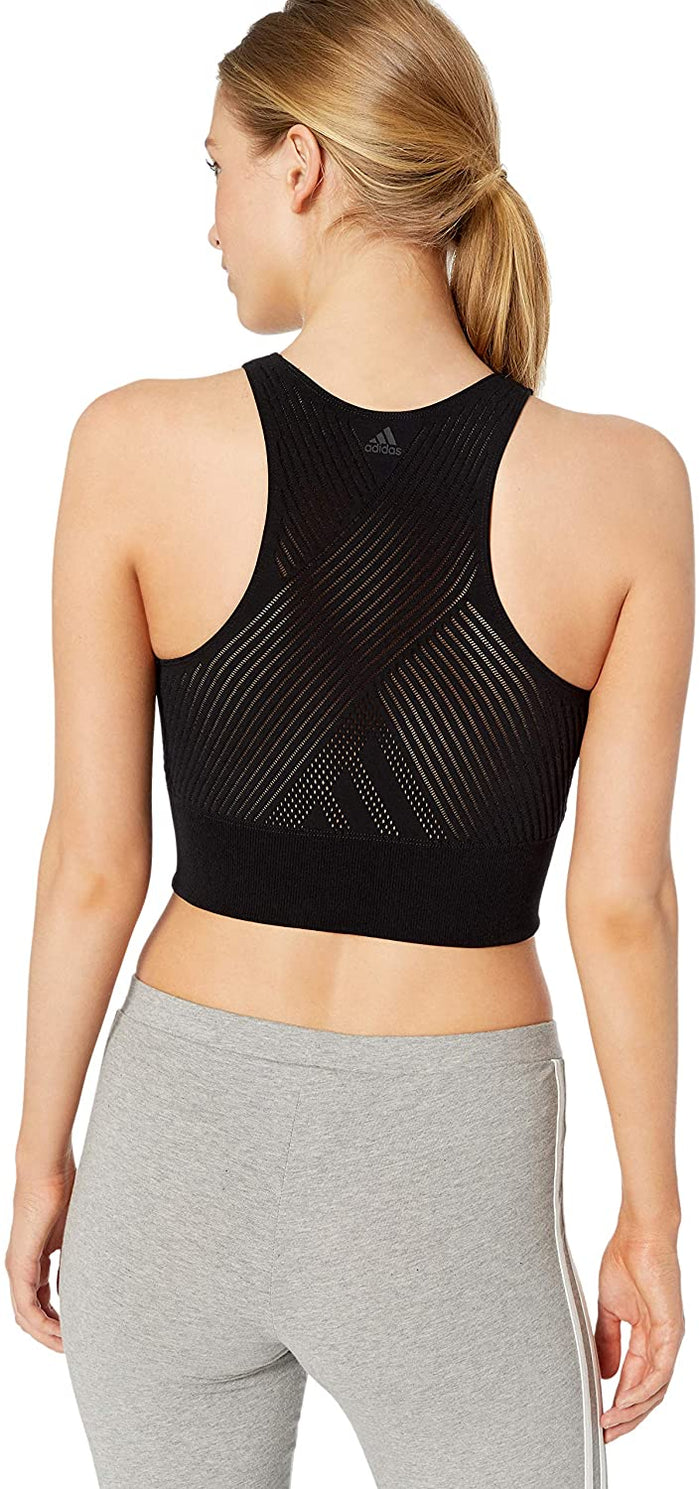 adidas Women's Warp Knit Crop Top, Black