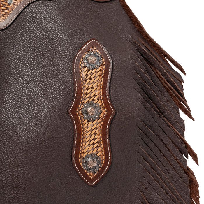 Youth Leather Cowboy Chinks, Boys or Girls, Basketweave