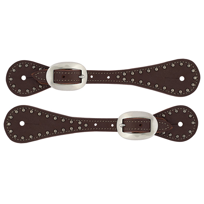 Youth Oiled Harness Leather Spur Straps with Spots
