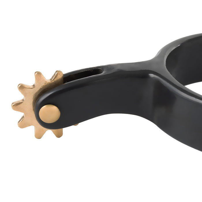 Youth Spurs with Plain 1/2" Band, 1-3/8" Shank, 10-Point Rowel