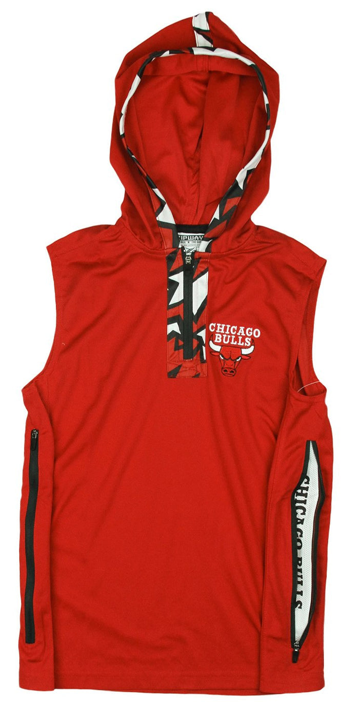 Zipway NBA Basketball Youth Chicago Bulls Dino 1/4 Zip Hooded Muscle Shirt, Red