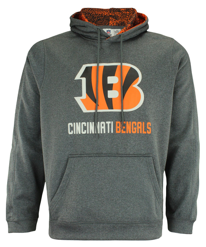 Zubaz NFL Cincinnati Bengals Men's Heather Grey  Fleece Hoodie