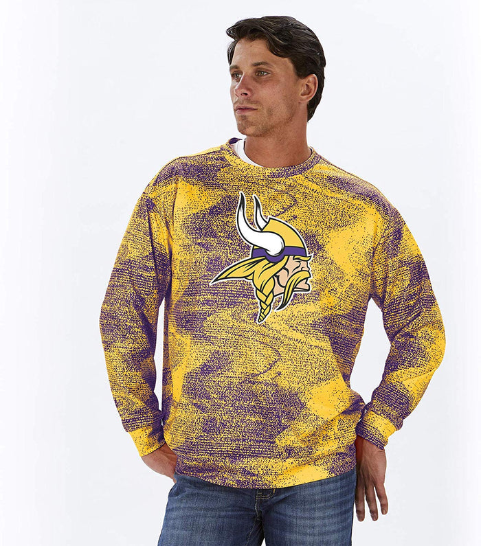 Zubaz NFL Football Men's Minnesota Vikings Static Crew Neck Sweatshirt
