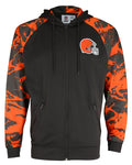Zubaz NFL Men's Cleveland Browns  Full Zip Hoodie with Lava Sleeves