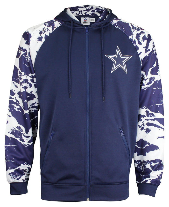 Zubaz NFL Men's Dallas Cowboys  Full Zip Hoodie with Lava Sleeves