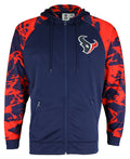 Zubaz NFL Men's Houston Texans  Full Zip Hoodie with Lava Sleeves