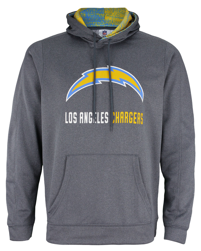 Zubaz NFL Men's Los Angeles Chargers Fleece Hoodie, Heather Grey