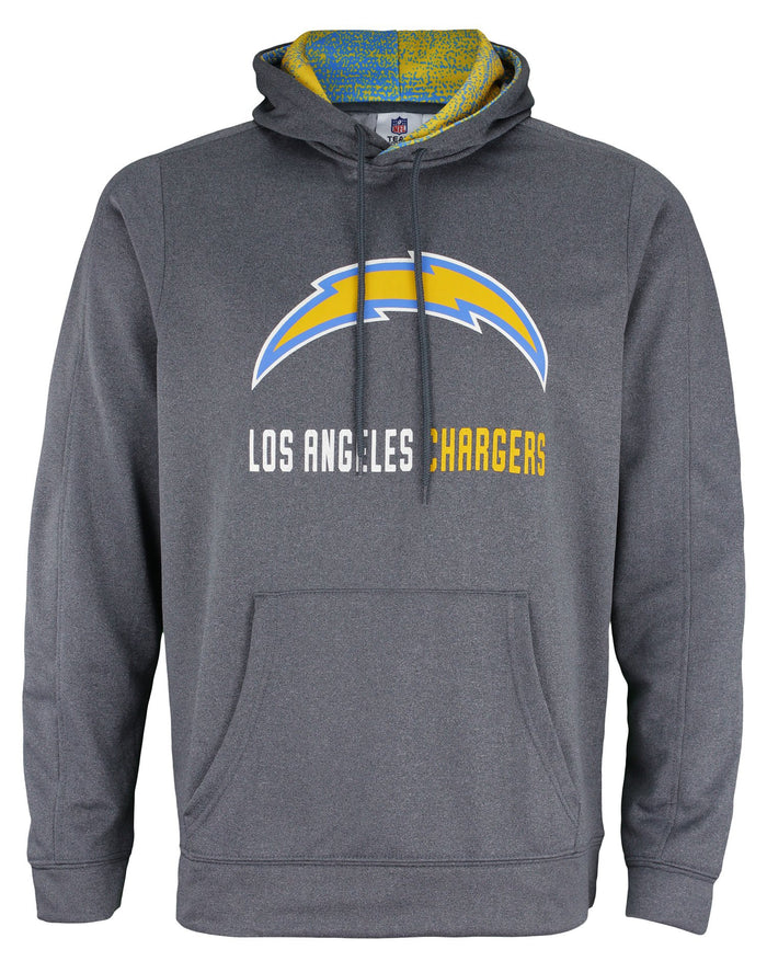 Zubaz NFL Men's Los Angeles Chargers  Fleece Hoodie, Heather Grey
