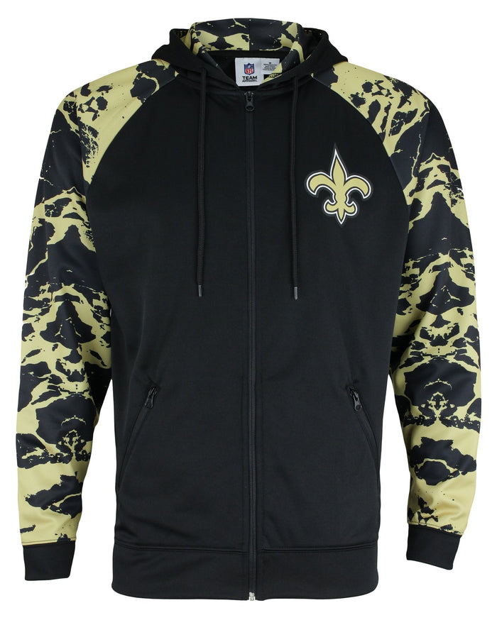 Zubaz NFL Men's New Orleans Saints  Full Zip Hoodie with Lava Sleeves