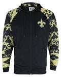 Zubaz NFL Men's New Orleans Saints  Full Zip Hoodie with Lava Sleeves