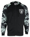 Zubaz NFL Men's Oakland Raiders  Full Zip Hoodie with Lava Sleeves