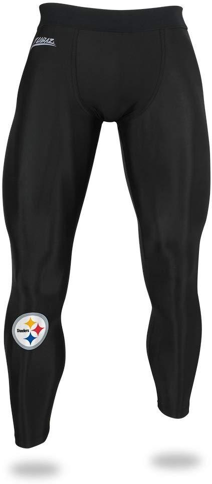 Zubaz NFL Men's Pittsburgh Steelers Active  Compression Black Leggings