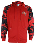 Zubaz NFL Men's Tampa Bay Buccaneers  Full Zip Hoodie with Lava Sleeves