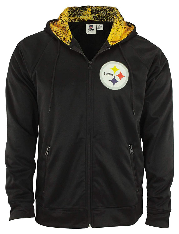 Zubaz NFL Pittsburgh Steelers Men Heavyweight Full Zip  Fleece Hoodie